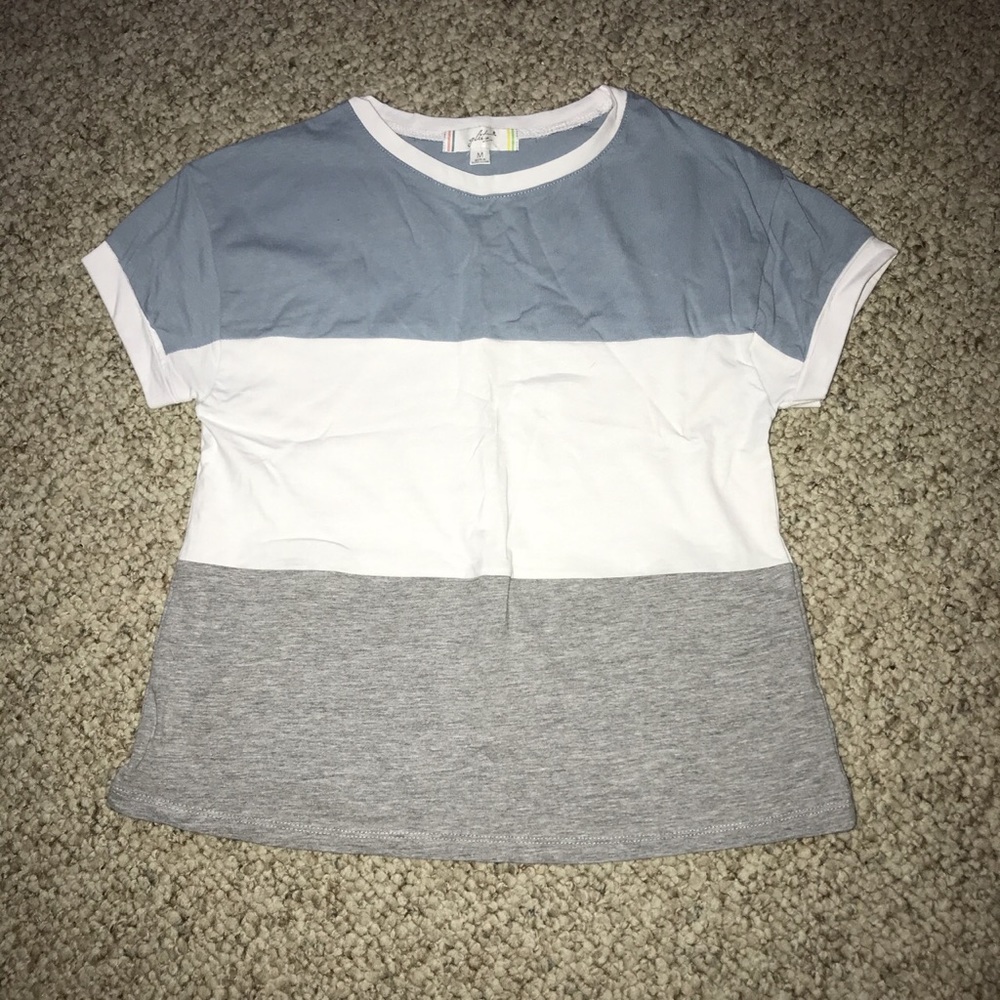 Blue, white and grey stripped T-Shirt